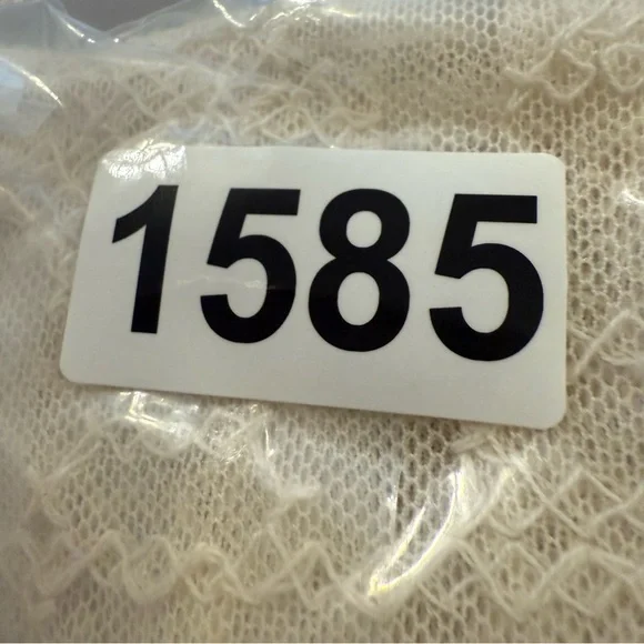 XCVI Blouse Long Sleeve Lace Mesh Ivory Off White Nylon Sheer Boho Layering XL - Picture 8 of 8